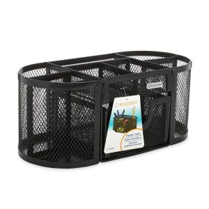 Rolodex Oval Supply Caddy, Metal Mesh, Black