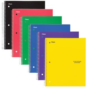 Five Star 5 Subject College Ruled Wirebound Notebook, 11″ X 8 1/2″, Color Choice Will Vary (08969)