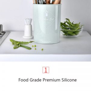 Silicone Cooking Utensils Kitchen Set Heat Resistant Non-Stick Spatula Soup Spoon Wooden Handle with Storage Box Kitchen Tools