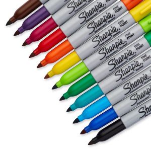 Sharpie Permanent Markers, Fine Point, Assorted Colors, 12 Count